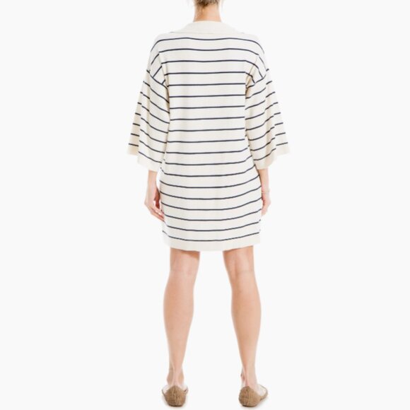 Johnny Collar Sweater Dress MAX STUDIO SZ X LARGE Striped Cream NWT - Picture 4 of 7